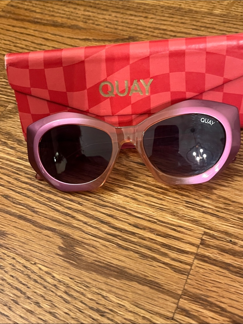 Quay Australia Real Me cat-eye pink sunglasses